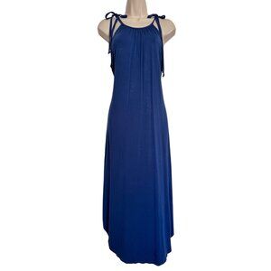 Olivia Rae Size XS Maxi Royal Blue Jersey Knit Dress NWOT Tie Shoulders